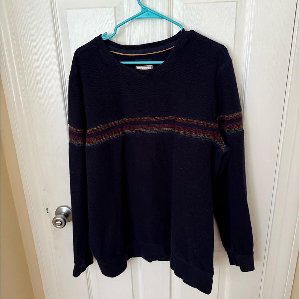 Fat Face Men's Navy Sweater with Colorful Stripes